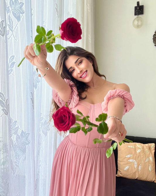 Nyra Banerjee in Theresa Pink Blush Dress