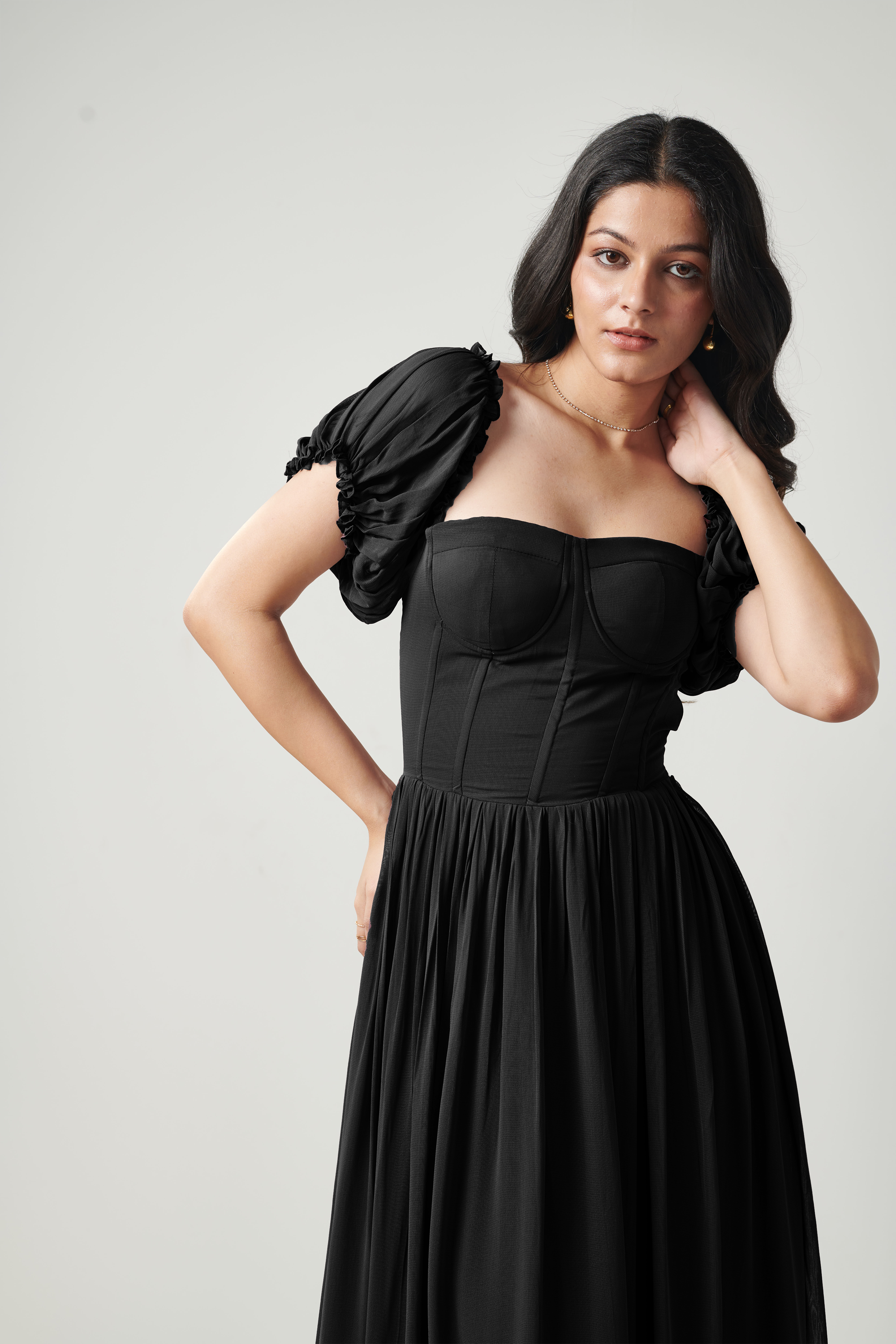 Theresa Black Georgette Dress – Seoraa